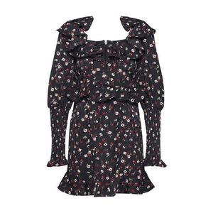 Missguided Rochie 'DITSY FLORAL SHIRRED MILKMAID' negru imagine