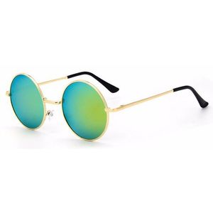 Ochelari de soare Rotunzi Retro John Lennon Verde reflexii cu Auriu imagine
