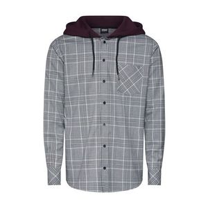 Urban Classics Cămașă 'Hooded Glencheck Shirt' gri metalic / roșu vin / alb imagine