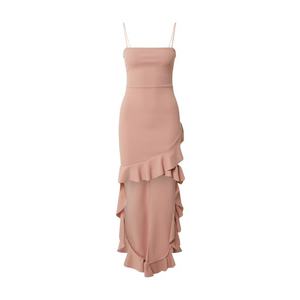 Missguided Rochie 'SQUARE NECK RUFFLE HIGH LOW DRESS' roz imagine