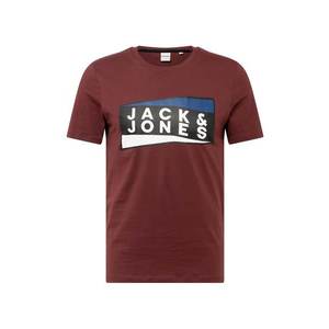 JACK & JONES Tricou 'SHAUN' roșu vin / alb / negru / albastru imagine