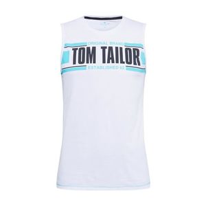 TOM TAILOR Tricou alb / albastru deschis / negru imagine