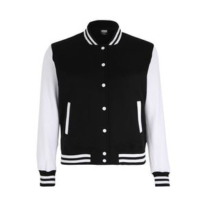 Urban Classics Bluză de molton 'Ladies 2-tone College Sweatjacket' negru / alb imagine