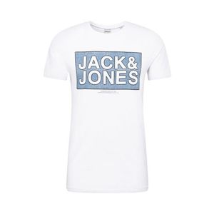 JACK & JONES Tricou 'TUBE' alb / albastru fum / albastru porumbel imagine