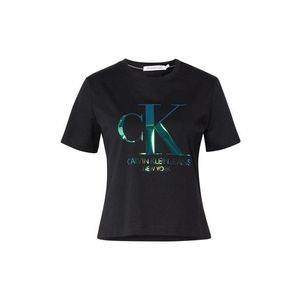 Calvin Klein Tricou 'IRIDESCENT CK STRAIGHT TEE' verde / negru imagine