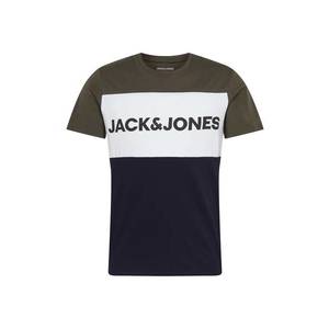 JACK & JONES Tricou alb / albastru închis / albastru imagine