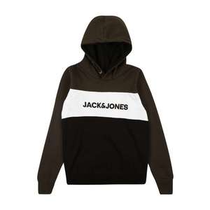 Jack & Jones Junior Bluză de molton alb / negru / maro mokka imagine