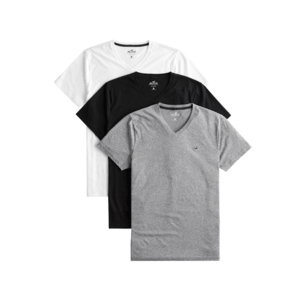 HOLLISTER Tricou negru / alb / gri imagine