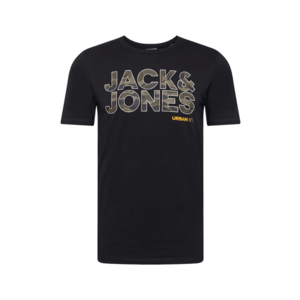 JACK & JONES Tricou negru / oliv / galben imagine