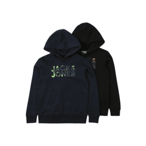 Jack & Jones Junior Bluză de molton 'SPLASH' negru / navy / verde neon / portocaliu neon imagine