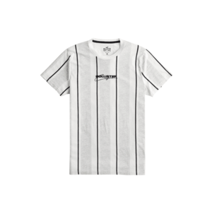 HOLLISTER Tricou alb / gri deschis / negru imagine