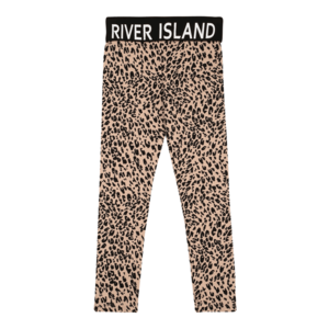 River Island Leggings 'FOLDOVER' negru / maro deschis / alb imagine