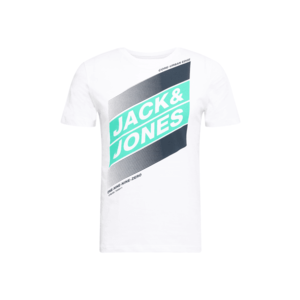 JACK & JONES Tricou 'DEFENDER' alb / negru / turcoaz imagine
