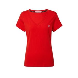 Calvin Klein Jeans Tricou 'CK EMBROIDERY STRETCH V-NECK' roșu imagine