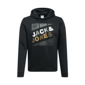 JACK & JONES Bluză de molton negru / gri / auriu imagine