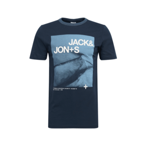 JACK & JONES Tricou 'ROCK' navy / albastru fum / alb imagine