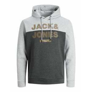 JACK & JONES Bluză de molton gri închis / gri / maro imagine