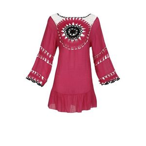IZIA Rochie tip bluză roz pitaya / alb / negru imagine