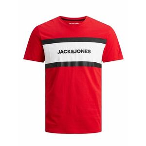 JACK & JONES Tricou roșu sânge / alb / negru imagine