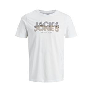 JACK & JONES Tricou alb / negru / maro imagine