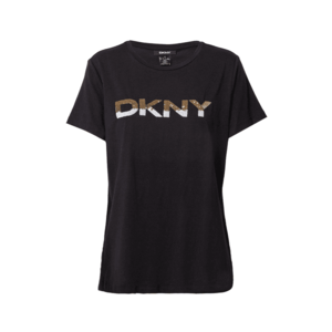 DKNY Tricou negru / alb / maro imagine