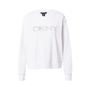 DKNY Bluză de molton argintiu / alb imagine
