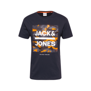 JACK & JONES Tricou 'PRIME' bleumarin / alb / portocaliu / albastru porumbel imagine