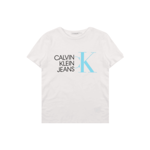Calvin Klein Jeans Tricou alb / turcoaz / negru imagine