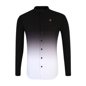 SikSilk Cămașă 'siksilk l/s fade grandad shirt' negru / alb imagine