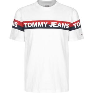 Tommy Jeans Tricou ' Double Stripe Logo ' alb imagine