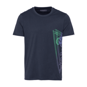 GUESS Tricou 'WHIRE FRAME' navy / verde neon / mov închis imagine