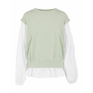PIECES Bluză de molton 'LAMSI' alb / verde pastel imagine