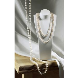 Colier de perle - roz/alb - Mărimea 130 cm imagine