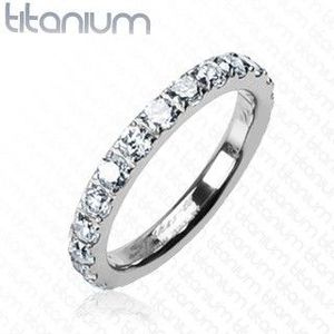 Inel din titan cu zirconii transparente - Marime inel: 49 imagine