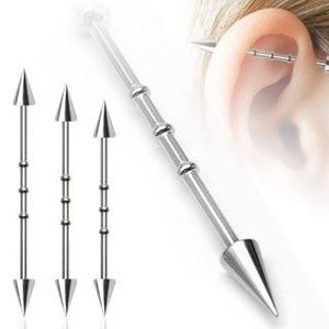 Issue rich Disgust Piercing ureche industrial cu trei inele și capete ascuțite - Lungime  piercing: 32 mm (47 produse) - ModaModa.ro