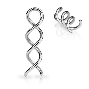 Piercing de urechi din oțel de culoare argintie - contur lucios al spiralei - Diametru piercing: 1, 6 mm imagine