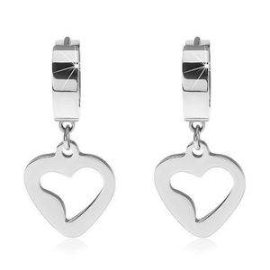 Cercei din oțel în formă de inimă, culoare argintie imagine
