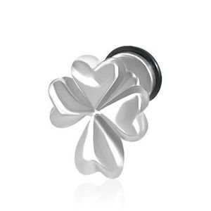 Piercing fals într-o culoare argintie pentru ureche - trifoi irlandez cu patru foi imagine