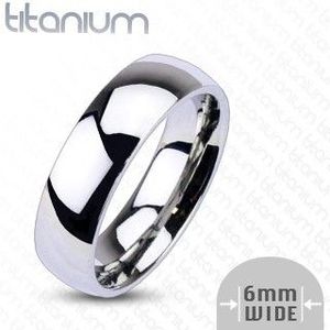 Inel din titan în culoare argintie - finisaj strălucitor, 6 mm - Marime inel: 49 imagine