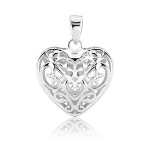 Pandantiv din argint - inimă convexă decorată cu ornamente imagine