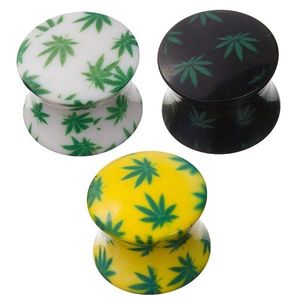 Piercing pentru ureche - frunze de marijuana - Lățime: 10 mm, Culoare Piercing: Galben imagine