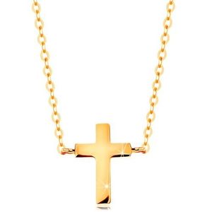 Colier realizat din aur galben 585 - cruce Latină mică, lanţ lucios imagine