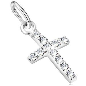 Pandantiv strălucitor din aur alb de 14 K - cruce cu diamante transparente imagine