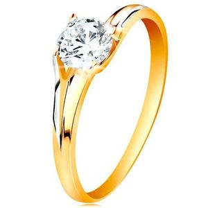 Inel din aur de 14K - zirconiu strălucitor în montură proeminentă - Marime inel: 49 imagine