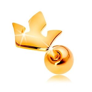 Piercing pentru ureche din aur galben de 14K - coroană mică cu trei vârfuri imagine