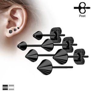 Cercei din oțel inoxidabil, con lucios - Dimensiune: 3 x 3 mm, Culoare: Negru imagine