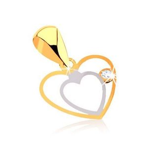Pandantiv din aur de 9k – contur dublu de inimă, zirconiu transparent imagine