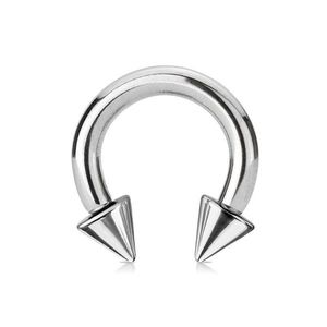 Piercing din oțel 316L - potcoavă lucioasă cu vârfuri ascuțite, culoare argintie, lățime 4 mm - Dimensiune: 4 mm x 12 mm x 8x8 mm imagine