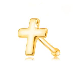 Piercing pentru nas din aur galben 585 - cruce lucioasă plată imagine