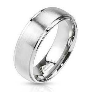 Inel din oțel de culoare argintie - dunga mată în centru, 8 mm - Marime inel: 59 imagine